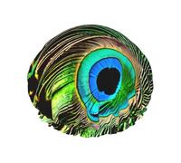Peacock Feather Reusable Shower Cap for Women, Double Waterproof Layers Bath Hat, Hair Treatment Essentials