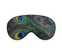Peacock Feather Sleep Mask for Women Men Side Sleeper Eye Cover with Adjustable Strap Soft Breathable Blackout Mask Slip-Free Deep Sleeping Travel Essentials
