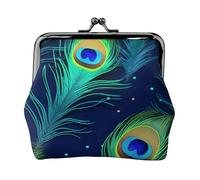 Peacock Feather Small Coin Purse For Women Girls Pu Leather Change Purse Wallets Key Bags Kiss-Lock Mini Coin Pouch For Women Girls