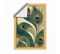 Peacock Feather Study Art Deco Unframed Wall Art Print A4 (29.7×21cm), Wall Decor for Living Room, Bedroom, Office & Home, Art Gift