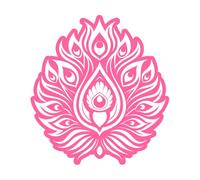 Peacock Feather Symbol Fine Carving Decals 67.2x72.6cm Self Adhesive Pink