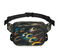 Peacock Feather Waist Bag Multifunction Pack for Travel Sport Running Fanny Pack Bumbag Pouch Purse Belt Bag for Women Men Kids Girls Boys