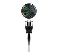 Peacock Feather Wine Bottles Stoppers Leakproof Champagne Sealer Stopper with Decorative Art Glass Reusable Vacuum Wine Bottle Stopper Keeps Wine Fresh