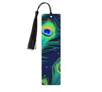 Peacock Feather Wooden Bookmark 5pcs for Book Lovers,DIY Wood Craft Bookmarks with Colorful Tassels Wooden Gift Tags Labels Rectangle Bookmarks Ornaments Unusual Gift for Men Women