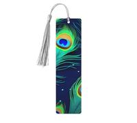 Peacock Feather Wooden Bookmark 5pcs for Book Lovers,DIY Wood Craft Bookmarks with Colorful Tassels Wooden Gift Tags Labels Rectangle Bookmarks Ornaments Unusual Gift for Men Women