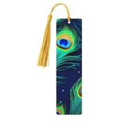 Peacock Feather Wooden Bookmark 5pcs for Book Lovers,DIY Wood Craft Bookmarks with Colorful Tassels Wooden Gift Tags Labels Rectangle Bookmarks Ornaments Unusual Gift for Men Women