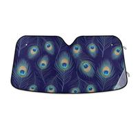 Peacock Feathers Blue Car Sun Shade Windshield Block Heat and Sun UV Rays Keeps Your Vehicle Cool 53×23.5inch