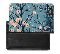 Peacock Feathers Cherry Flowers Passport Holder Cover Wallet Card Case with Vaccine Card Slot Travel Accessories for Women Men