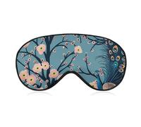 Peacock Feathers Cherry Flowers Sleep Mask Soft Blackout Eye Mask Eye Shade Cover with Adjustable Strap for Men Women