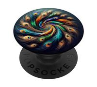 Peacock feathers design for peacock lover and peacock PopSockets Adhesive PopGrip