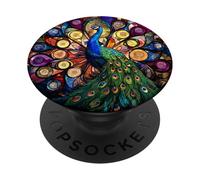 Peacock Feathers Display Art PopSockets Adhesive PopGrip