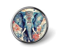 Peacock Feathers Elephant Badge Holder Personalized Round Badge with Picture Pin Aluminum Alloy Button Pin Exquisite Brooch Fashion Button Badges Clothes Decorative Pins