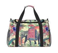 Peacock Feathers Elephant Hand Travel Bag - Durable Carry-On Luggage Weekend Bag, Travel Tote Luggage Bag, Travel Vacation Bag, Trip Bag, Portable Bag, Travel Gear Carryall Bag