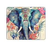 Peacock Feathers Elephant Mouse Pad with Stitched Edge, Personalized Premium-Textured Computer Mouse Mat with Non-Slip Rubber Base, Waterproof Gaming Mousepad for Laptop, Office Home 7 x 8.6 in