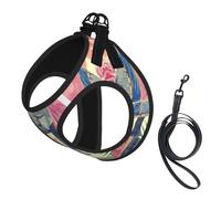 Peacock Feathers Elephant Print Harness Leash Set For Cats And Dogs, Reflective Adjustable, Soft Breathable Mesh Vest With Escape-Proof Lead, For Small Pets And Kitten Puppies