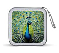 Peacock Feathers Funny CD Case 40 Capacity DVD Holder Portable Storage Disc Binder Wallet for Car Home Travel
