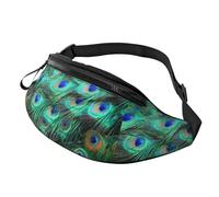 Peacock Feathers Green Blue Waist Bag Fanny Pack for Men and Women Casual Hip Bum Bag for Outdoors Workout Running Hiking Cycling