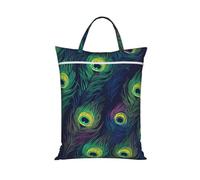 Peacock Feathers Pattern Travel Laundry Bag With Zipper Dirty Clothes Bag Water Resistant Laundry Storage Sack Portable Organizer For Travel Beach School Camping Gym