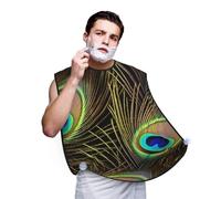 Peacock Feathers Shaving Bib, Men's Beard Trimmer Collector, Adjustable Neck Circumference with Suction Cups and Storage Bag, A Thoughtful Gift for Boyfriends, Fathers, and Brothers (107x73cm)