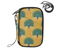 Peacock Feathers Yellow Passport Holder for Travel Passport Organizer