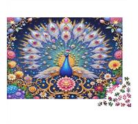 Peacock Floral Art 1000 Pieces Puzzles Beautiful View Jewel Peacock Mandala Decoration Puzzle Educational Game for Men And Women Challenging Jigsaw Jigsaw Puzzles for Adults 38x26cm/1000pcs