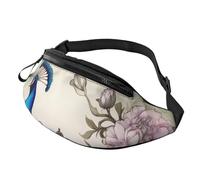 Peacock Floral Fanny Pack for Men Women Fashion Running Waist Packs Waterproof Crossbody Bags Everywhere Belt Bag with Adjustable Strap Sports Hip Pack for Travel Wallet