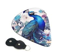 Peacock Floral Guitar Picks 6-Pack - Pick Set (0.46mm / 0.71mm / 0.96mm) Suitable For Guitar And Ukulele Playing