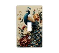 Peacock Floral Light Switch Cover Plates/Outlet Covers, Colorful Blooming Flowers for Wall Decor, Thermoplastic Wall Plates, Standard Size Single Toggle