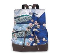 Peacock Floral Print Women Fashion Backpack Ladies Pu Leather Backpacks Handbag Waterproof Rucksack Travel Backpack with Flap