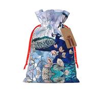 Peacock Floral Printing Cute Christmas Bag Drawstring Design 4.7x6.9 Inch For Christmas Party Birthday Gift Packaging