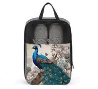 Peacock Floral Shoe Bag Travel Shoe Organizer Water-Resistant Shoe Pouch with Zipper Sneaker Dust Bag, gray, One Size, Modern
