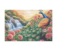 Peacock Flower Border 1000 Piece Jigsaw Puzzle for Adults Teens Craft Room Decor Creative Project Whimsical Artwork for Crafters 1000 PCS
