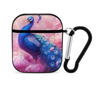 Peacock Flower Earphone Case Cover Compatible with AirPods 1&2 Shockproof Bluetooth Headset Case Black-style
