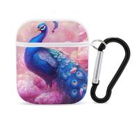 Peacock Flower Earphone Case Cover Compatible with AirPods 1&2 Shockproof Bluetooth Headset Case White-style