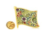 Peacock Flower Feather Pattern Golden Metal Flag Lapel Pin Badge