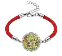 Peacock Flower Feather Pattern Lucky Red String Bracelet Rope Bracelet Handmade