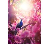 Peacock Flower Paint by Numbers for Adults with Frame, Large Paint by Number Canvas Kits, DIY Color Oil Painting Acrylic Paints with Brushes, Hobbies for Adults Women, Home Wall Decor 40x60cm J8-209
