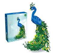 Peacock Flowers Building Set, 807PCS Elegant Peacock Bird Bricks Kit with Flower Base, Creative Animals Model Home Office Art Decor Display, Unique Gift for Adults Teens Ages 14+