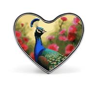 Peacock Flowers Button Pin Round Badge Bird Floral Metal Pinback for Hat Backpack Clothing Gift