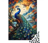Peacock Flowers Mountain Jigsaw Puzzle, 1000 Pcs For Adults