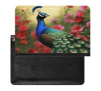 Peacock Flowers Passport Holder Cover Leather Passport Wallet RFID Blocking Travel Wallet Documents Organizer Passport Protector Passport Cover for Men&Women