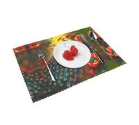 Peacock Flowers Patterned Placemats Set of 4 (12 * 18 inches) - High-Value Home Table mats