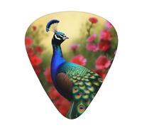 Peacock Flowers Printed Guitar Picks 12 Pcs With Organizer Storage Box,Thin,Medium,Heavy Guitar Picks,For Acoustic Guitar Bass