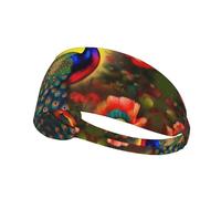 Peacock flowersPrinted headband, unisex, suitable for daily face washing, makeup application, yoga, and exercise.