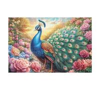 Peacock Full Tail Bloom 1000 Piece Jigsaw Puzzle for All Ages Happy Time Idea Spooky Fun High Resolution Print Home Decor Stress Relief 1000 PCS