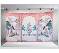 Peacock Gate Palace Backdrop 8x5 ft | Indian Festival & Wedding Curtain | Jaipur Royal Arch Wall Tapestry for Pooja, Baby Shower, Housewarming, Diwali | Printed Polyester Fabric with Rod Pocket