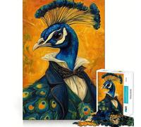 Peacock Gentleman Painting 1000 Pieces Jigsaw Puzzles for Adults Strong Logic Toy Relaxing Fun Clear Edge Memorable Gift (38x26cm)