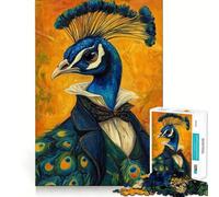 Peacock Gentleman Painting Hard Jigsaw Puzzle for Adults 1000 Pieces Think Toy Peaceful Fun Clean Cut Fine Art Piece (38x52cm)