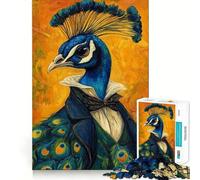Peacock Gentleman Painting Jigsaw Puzzles for Adults1000 Piece Mind Exercise Toy Indoor Fun Precision Cut (50x75cm)