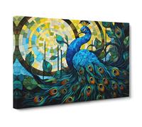 Peacock Geometric Canvas Wall Art Print 30x20 Inch